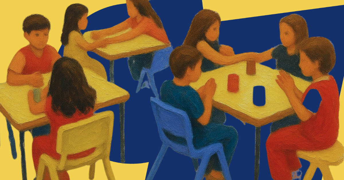 Crianças brincando e aprendendo em educação infantil período integral